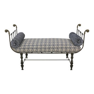 Neoclassical Iron & Brass Deep Seat Window Bench For Sale