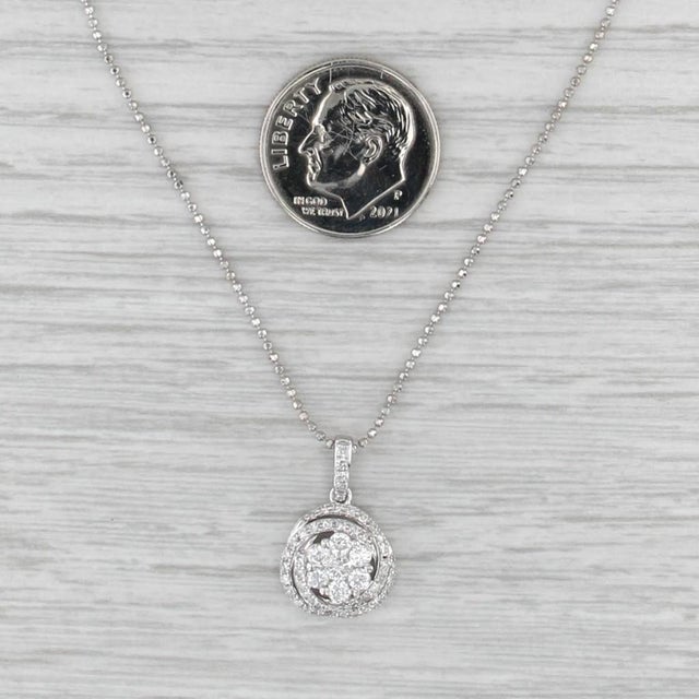 0.39ctw Diamond Cluster Interlocking Circles Pendant Necklace 14k White Gold 16" For Sale In Greensboro - Image 6 of 6