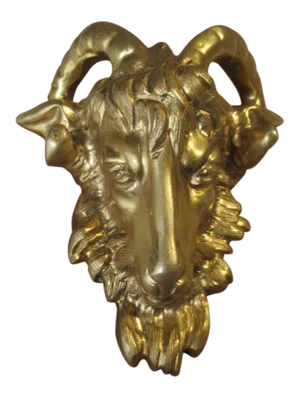 Brass Ormolu Rams Head Goat Hardware Pull Knob