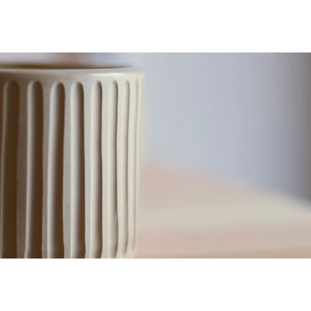 Contemporary Beige Rigata Mug by Kalakera For Sale - Image 3 of 5