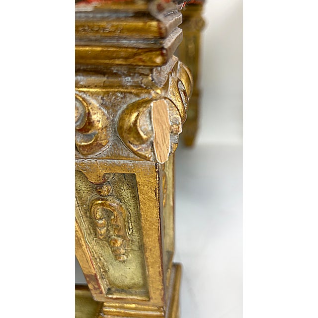 Late 20th Century Carved Giltwood Ottomans/Benches, Embroidered Seats, Nailheads, Pair, Louis XIV For Sale - Image 11 of 11