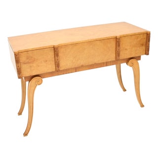 Art Deco Burr Walnut Console Table attributed to Hille, 1920s For Sale
