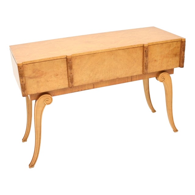 Art Deco Burr Walnut Console Table attributed to Hille, 1920s For Sale