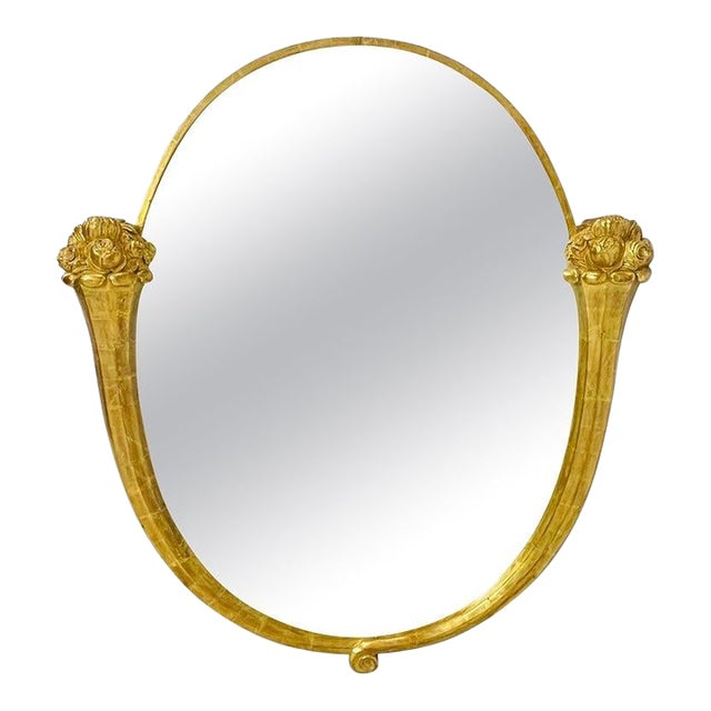 1960s Wall Mirror With Gold Gilded Frame After André Mare & Louis Süe For Sale