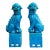 Vintage Pair Turquoise Blue Chinese Foo Dogs Guardian Lions on Pedestals – 12” Tall For Sale