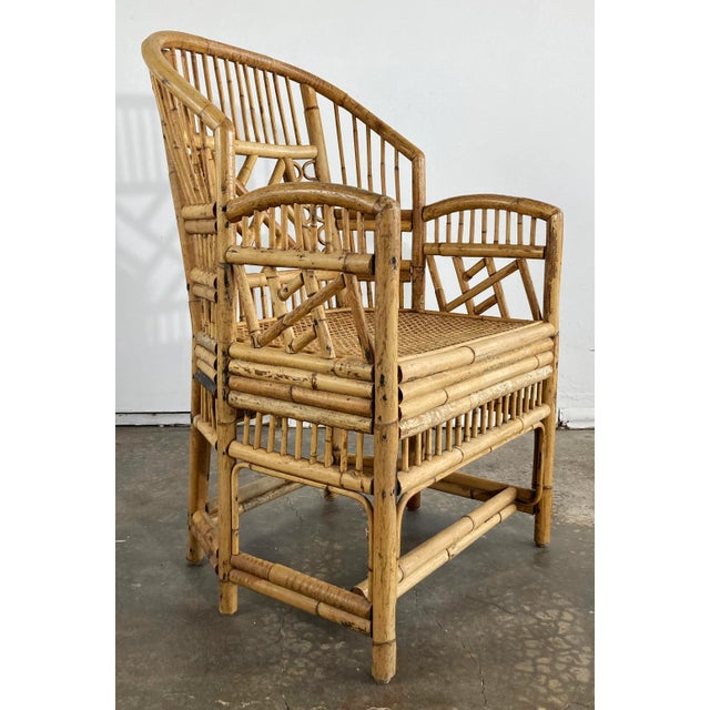 Brighton Pavilion Vintage Chinoiserie Brighton Pavilion Style Rattan Arm Chair For Sale - Image 4 of 10