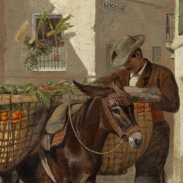 Seville William Logsdail, The Orange Seller, Calle Conteros, 1800s, Oil Painting on Canvas For Sale - Image 5 of 8