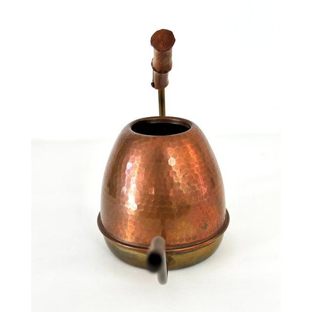 Copper Mid Century Copper and Brass Watering Can With Bamboo Handle For Sale - Image 8 of 16