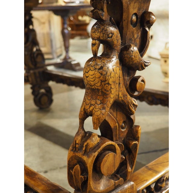 Large 19th C. Italian Renaissance Revival Carved Walnut Fratino Center Table For Sale - Image 12 of 18