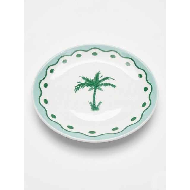 Ceramic Fern & Co. X Anthropologie "The Palm Collection" Porcelain Dessert Plates - Set of 6 For Sale - Image 7 of 11