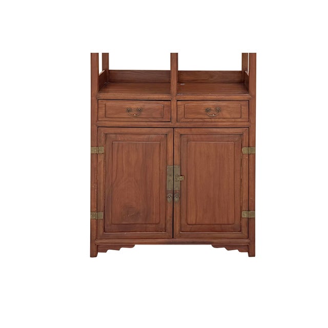 Vintage Brown Oriental Treasure Display Curio Cabinet Bookcase For Sale In San Francisco - Image 6 of 15