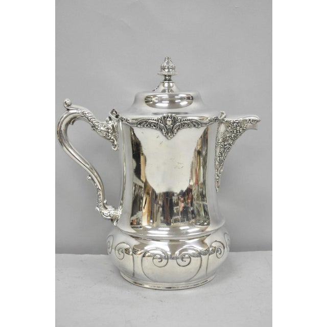 Antique Derby Silver Co English Victorian Silver Plated Large Warm Water Pitcher. Circa Early 20th Century. Measurements:...
