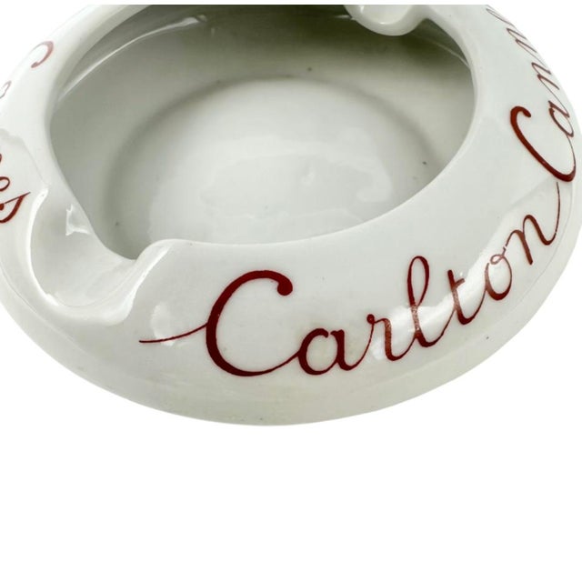 Vintage Carlton Cannes France Hotel White Porcelain Ashtray For Sale - Image 4 of 13