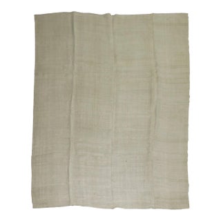 Monochromatic Ivory Turkish Room Size Kilim, Late 20th Century - 8'1" x 9'11" For Sale