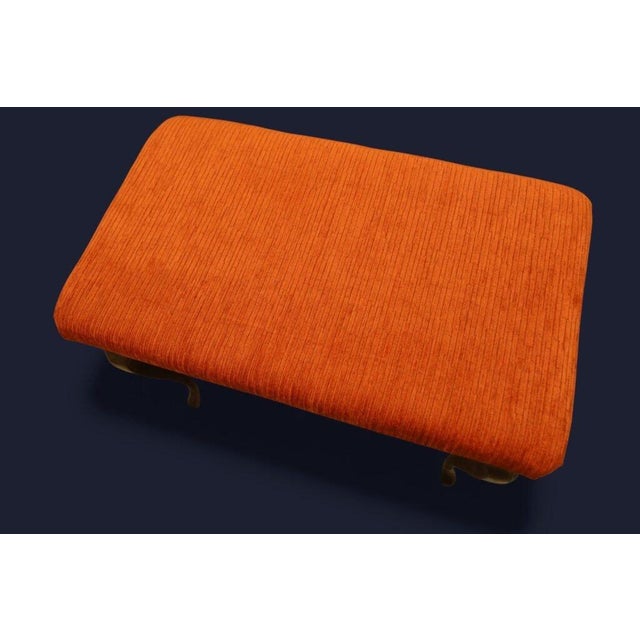 Mid-Century Modern Mahogany Piano Stool in Orange Corduroy with Storage, 1950s For Sale - Image 3 of 10