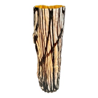 Tall 'Faux Bois' Glass Vase For Sale