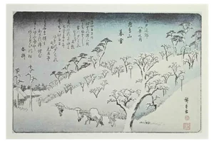 After Utagawa Hiroshige, Winter, Eight Scenic Spots in Suburban Edo, 20th Century, Lithograph