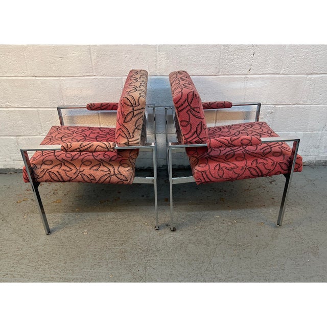 Mid 20th Century Mid 20th Century Attributed to Milo Baughman for Thayer Coggin Flat Bar Chrome Lounge Chairs For Sale - Image 5 of 10