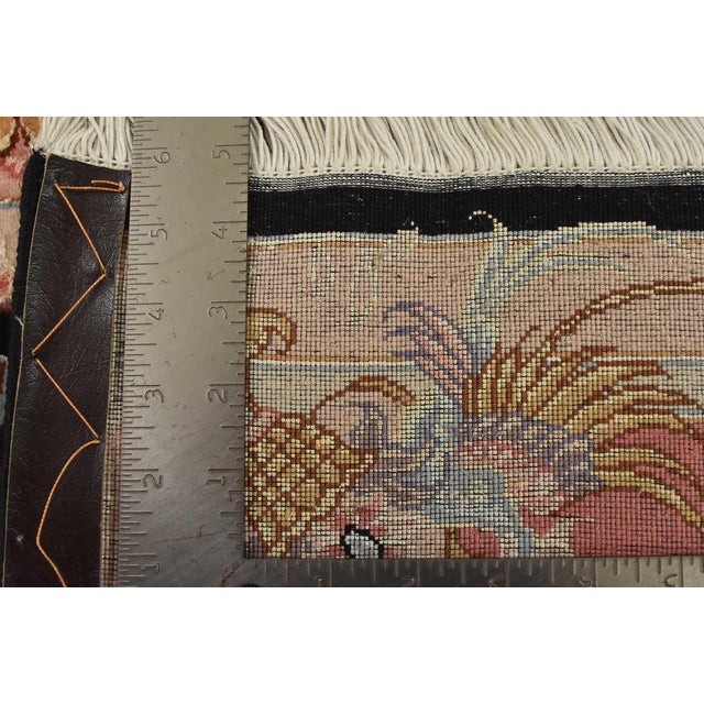 Fine Tabriz Rug 5′ X 6’8” Black Wool/Silk Traditional Hand-Knotted Carpet For Sale - Image 15 of 15