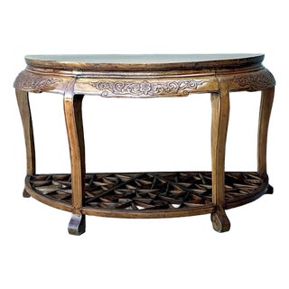 Vintage Fretwork Demilune Console Table For Sale