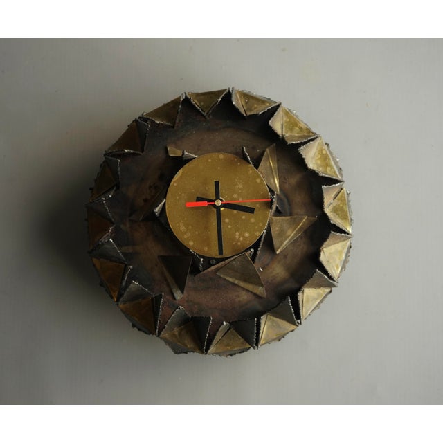 Metal Brutalist Metal Wall Clock by A.Becht, 1986 For Sale - Image 7 of 8