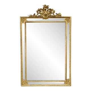19th Century French Louis XVI Style Carved and Gilt Mirror For Sale