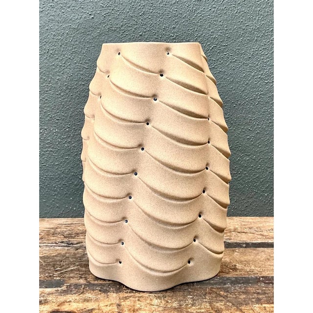 Contemporary Vintage Sculptural Ceramic Vase With Crystal Points For Sale - Image 3 of 12