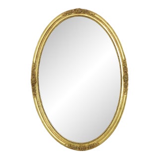 Hollywood Regency Golden Mirror Oval Deknudt Classic For Sale