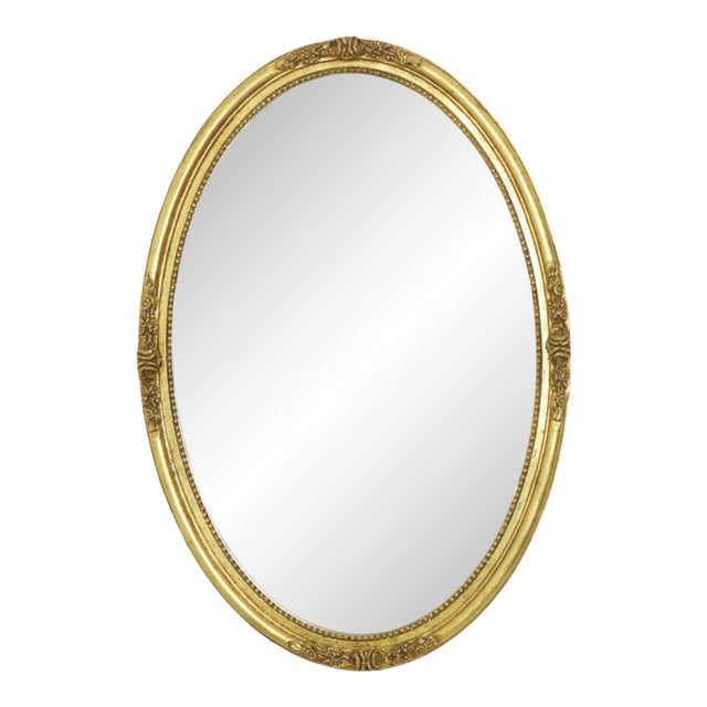Hollywood Regency Golden Mirror Oval Deknudt Classic For Sale
