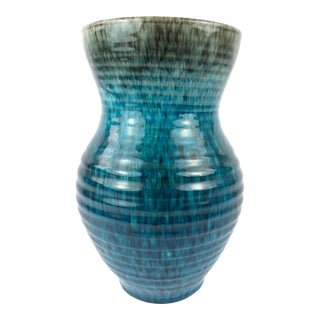 Mid-Century French Accolay Ribbed Stoneware Vase, C 1960 For Sale