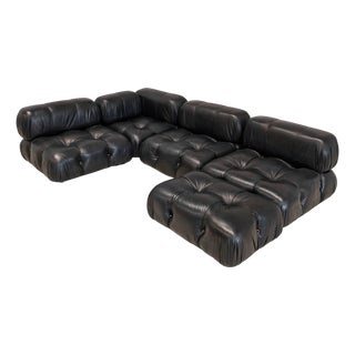 Camaleonda Modular Sofa in Black Leather by Mario Bellini for C&B / B&B Italia, 1970s, Set of 5 For Sale
