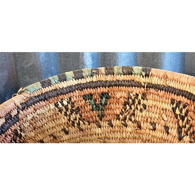 Vintage Native American Style Handwoven Coiled Basket With Geometric Design, C. 1960 For Sale - Image 10 of 12