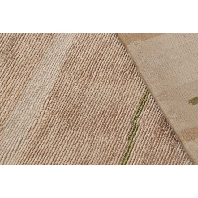 Rug & Kilim’s Modern Geometric Striped Beige-Brown Cream and Green Silk For Sale - Image 10 of 10