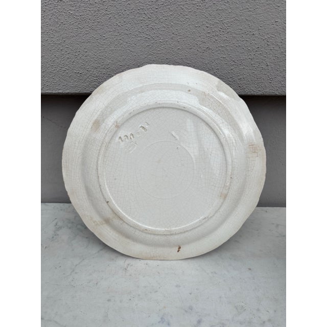 19th Century Majolica Asparagus Plate With Flowers Longchamp For Sale In Austin - Image 6 of 6