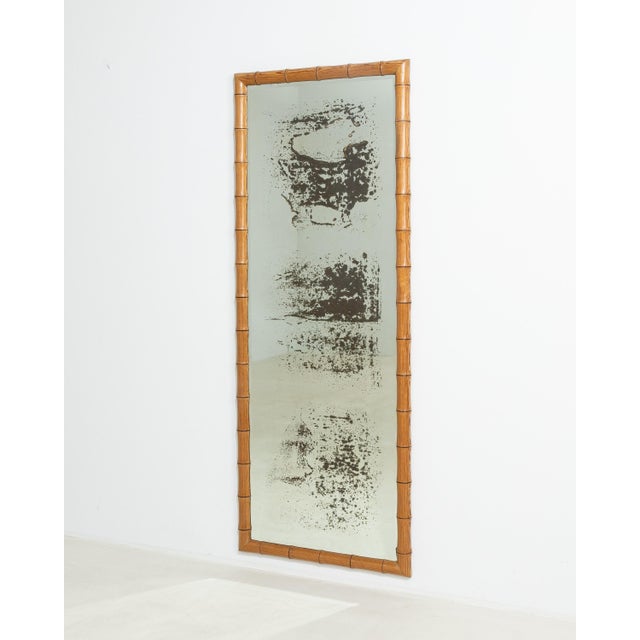 20th Century French Faux Bamboo Carved Wood Wall Mirror For Sale In Greensboro - Image 6 of 8