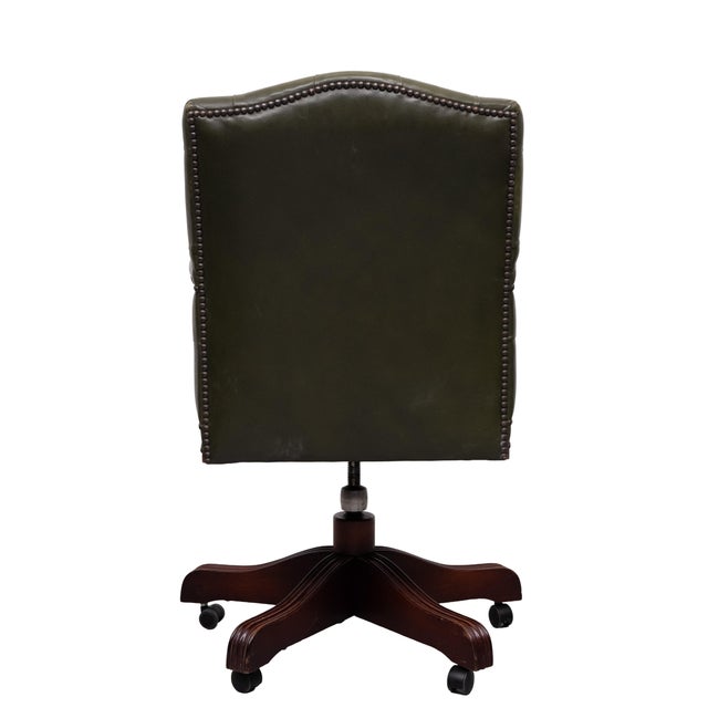 1960s Chesterfield Green Tufted Leather Desk Chair from Wade, England, 1960s For Sale - Image 5 of 15