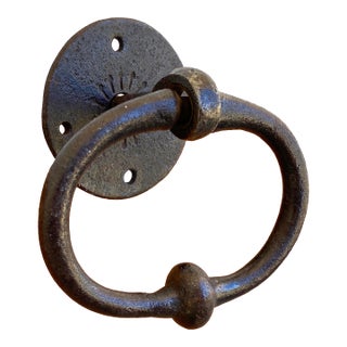 Vintage Heavyweight Iron Door Knocker or Door/Gate Pull For Sale
