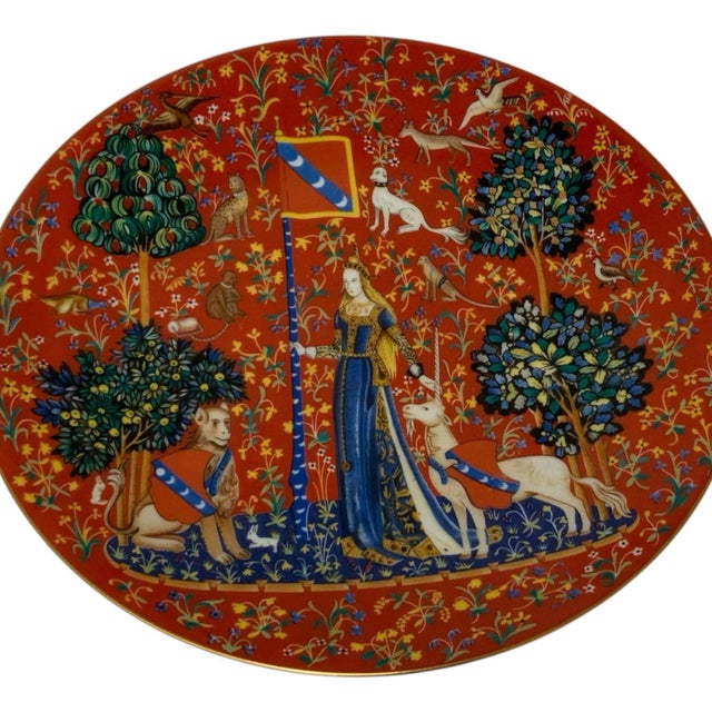 Limoges, France Vintage Haviland Limoges La Dame a La Licorne Plates Sight & Smell 1978 & 1980 in Boxes For Sale - Image 4 of 11