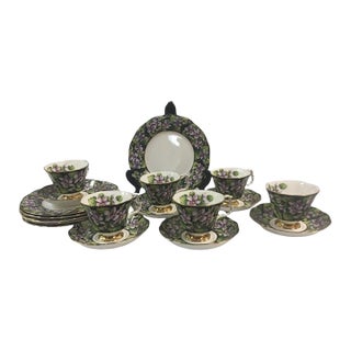 Royal Albert Provincial Flowers Porcelain Violets 18 Piece Dessert Set For Sale