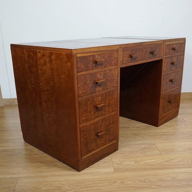 Art Deco Flame Mahogany Desk from Heals of London, 1930s For Sale - Image 16 of 16