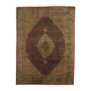 Vintage Wool & Silk Persian Mahi Tabriz Rug - 09'10 X 13'01