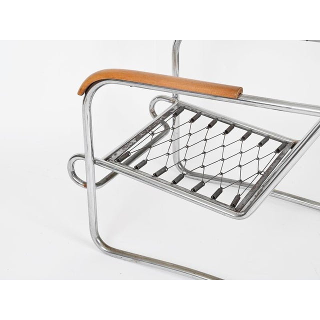 Tubular Chrome and Walnut Armchairs with Suede Upholstery, 1940s, Set of 2 For Sale - Image 9 of 18