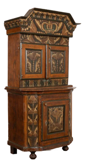 Original Hand Painted Swedish Dalarna Cabinet Cupboard Dated 1788