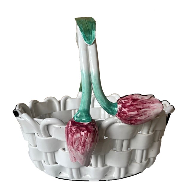 Italian Ceramic Basket by Vietri For Sale