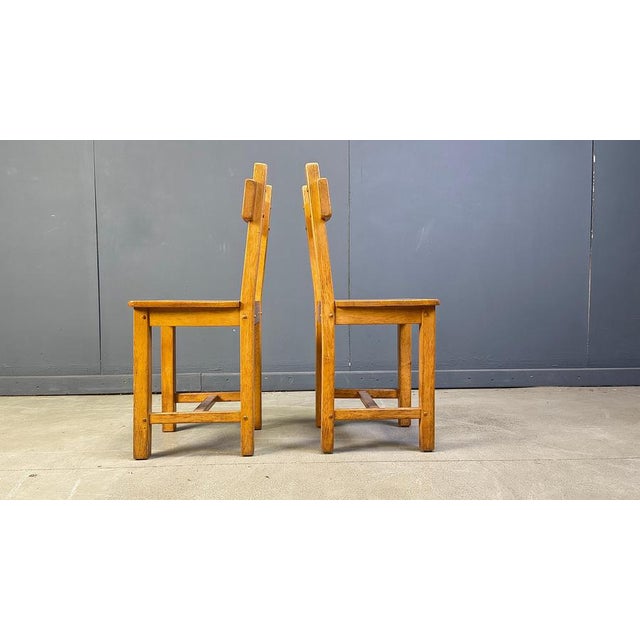 Vintage Brutalist Oak Chairs, 1960s, Set of 6 For Sale - Image 4 of 14