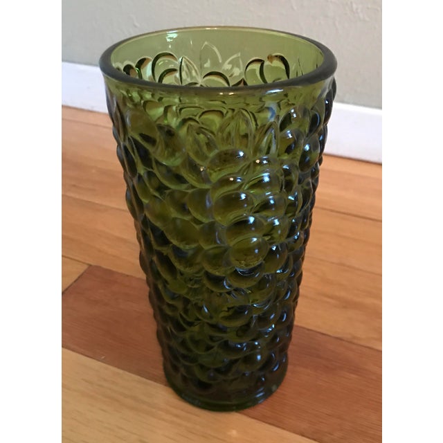 Green Pressed Glass Vase in Grape Harvest Motif Chairish