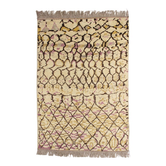 Vintage Moroccan Hand-Knotted Rug 5'9" X 8'5" For Sale