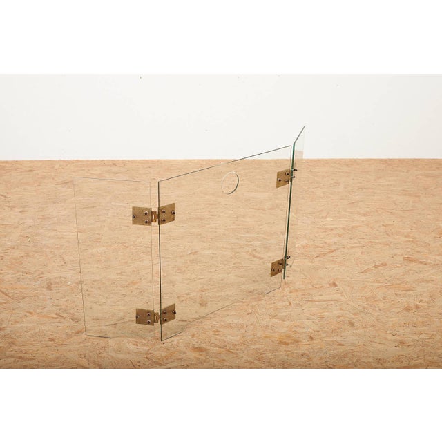 Fire Screen with Three-Part Glass Fire Guard with Gilded Brass Hinges, 1940s For Sale - Image 11 of 17