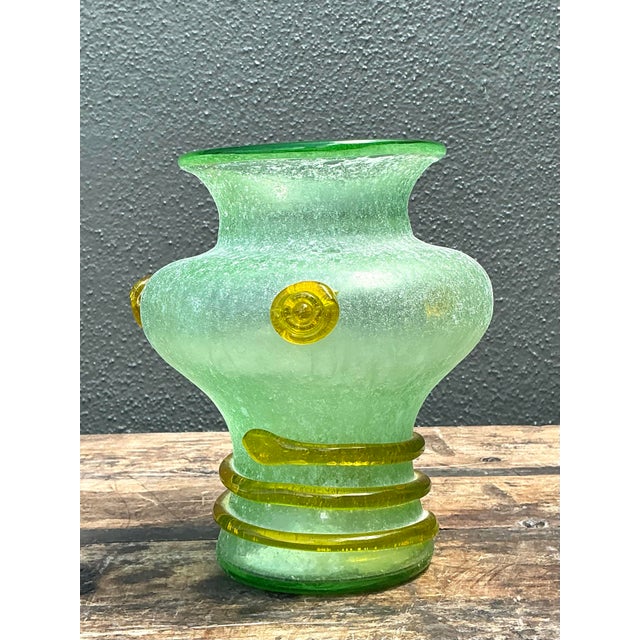 Vintage Italian Hand Blown Glass Vase For Sale - Image 11 of 12