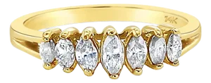 Marquise Diamond Wedding Band 14k Yellow Gold, Size 8